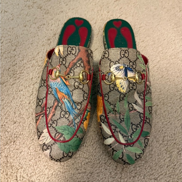 Gucci Shoes - Gucci Multicolor Parrot Print Mules